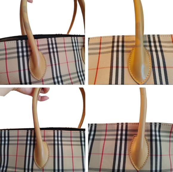 Burberry London Blue Label Check Nylon & Leather Tote Bag - Picture 10 of 16